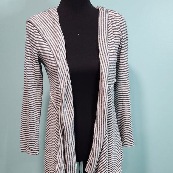Striped Open-Front Women's Sweater - Picture 2 of 10